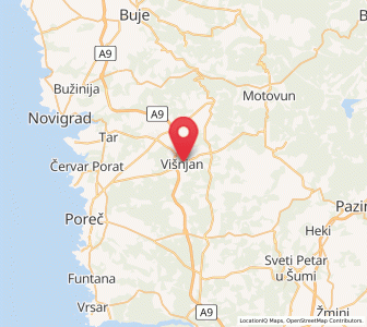 Map of Višnjan - Visignano, Istria