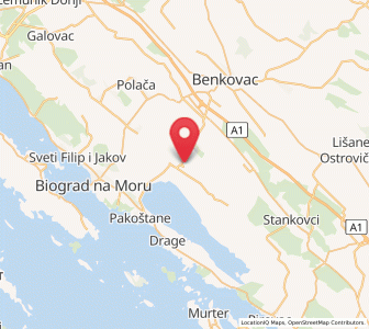 Map of Vrana, County of Zadar
