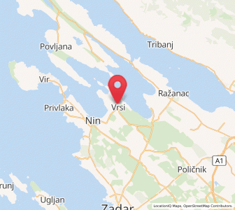 Map of Vrsi, County of Zadar