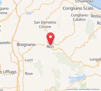 Map of Acri, Calabria