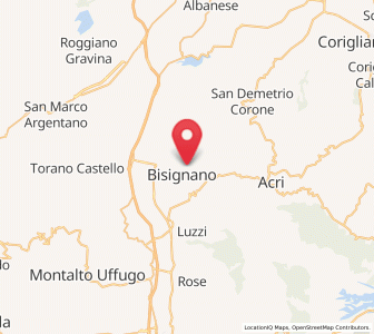 Map of Bisignano, Calabria