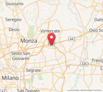 Map of Caponago, Lombardy