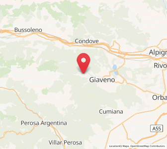 Map of Coazze, Piedmont
