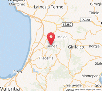 Map of Curinga, Calabria