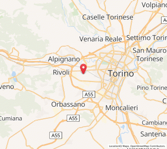 Map of Grugliasco, Piedmont