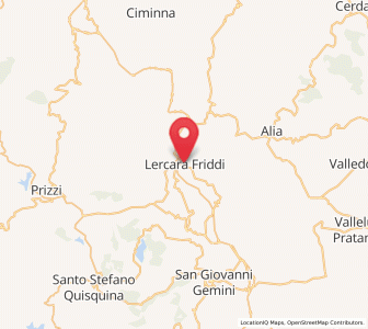 Map of Lercara Friddi, Sicily