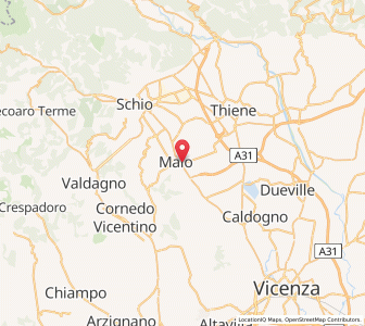Map of Malo, Veneto