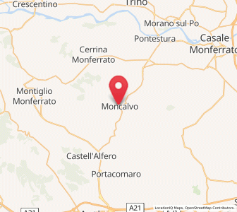 Map of Moncalvo, Piedmont