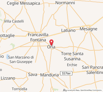 Map of Oria, Apulia