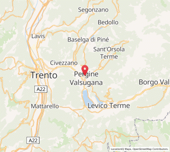 Map of Pergine Valsugana, Trentino-Alto Adige
