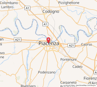 Map of Piacenza, Emilia-Romagna
