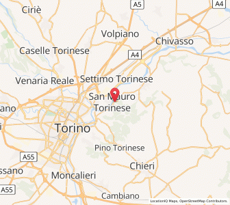 Map of San Mauro Torinese, Piedmont