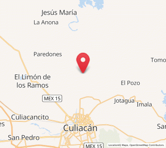 Map of Agua Caliente de los Monzón, Sinaloa