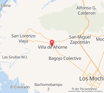 Map of Ahome, Sinaloa