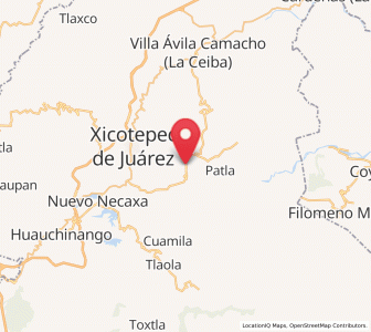Map of Ahuaxintitla, Puebla