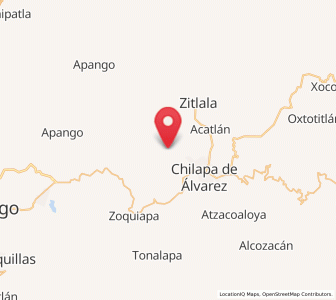 Map of Ahuihuiyuco, Guerrero