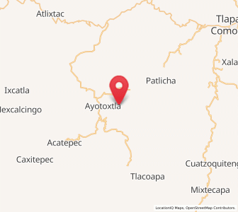 Map of Ahuixotitla, Guerrero