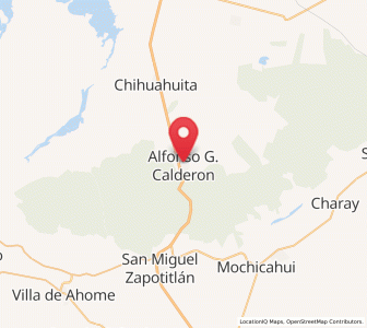 Map of Alfonso G. Calderón (Poblado Siete), Sinaloa
