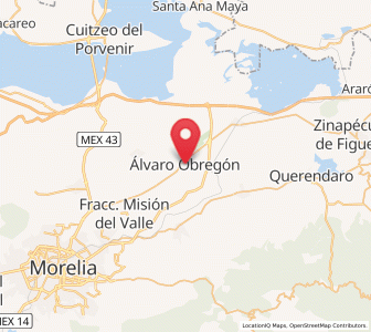 Map of Álvaro Obregón, Michoacán