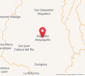 Map of Asunción Atoyaquillo, Oaxaca