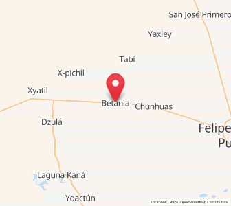 Map of Betania, Quintana Roo