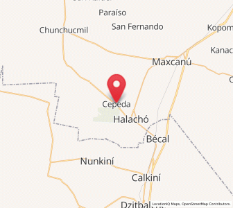 Map of Cepeda, Yucatán
