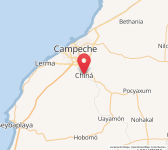 Map of Chiná, Campeche