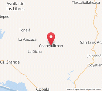 Map of Coacoyulichán, Guerrero