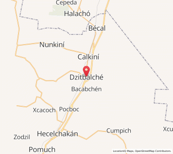 Map of Dzitbalché, Campeche
