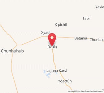Map of Dzula, Quintana Roo