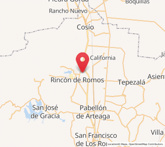 Map of El Bajío, Aguascalientes