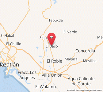 Map of El Bajío, Sinaloa