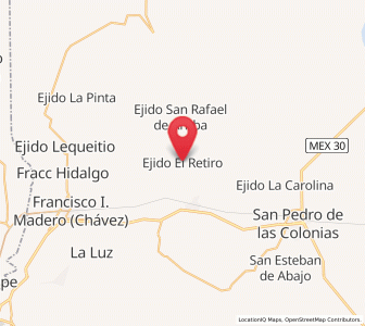 Map of El Retiro, Coahuila