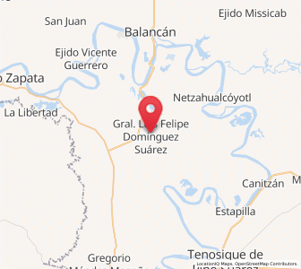 Map of General Luis Felipe Domínguez Suárez, Tabasco