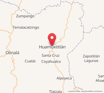 Map of Huamuxtitlán, Guerrero