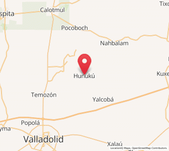 Map of Hunuku, Yucatán