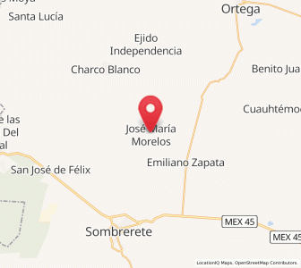 Map of José María Morelos, Zacatecas