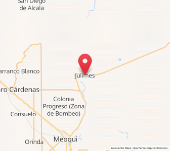 Map of Julimes, Chihuahua