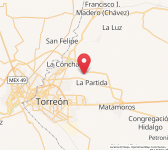 Map of La Palma, Coahuila