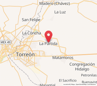 Map of La Partida, Coahuila