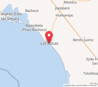 Map of Las Bocas, Sonora