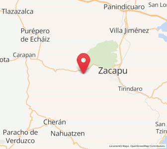 Map of Las Canoas, Michoacán