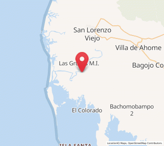 Map of Las Grullas Margen Izquierda, Sinaloa