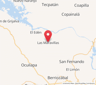 Map of Las Maravillas, Chiapas