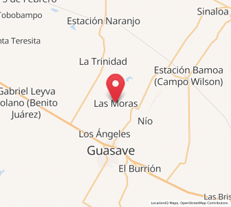 Map of Las Moras, Sinaloa