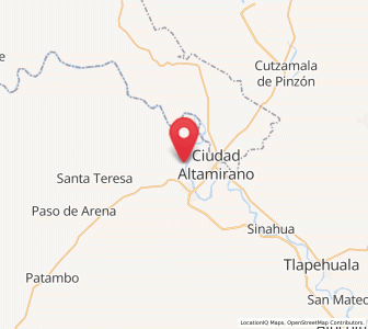 Map of Las Tinajas, Guerrero