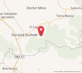 Map of Las Tuzas, Guanajuato