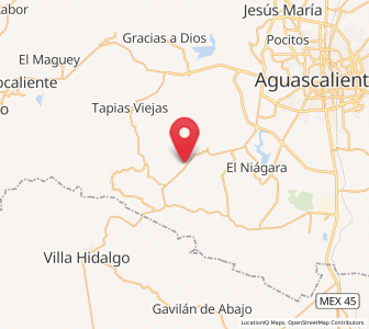 Map of Los Caños, Aguascalientes