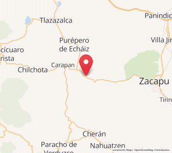 Map of Los Llanos, Michoacán