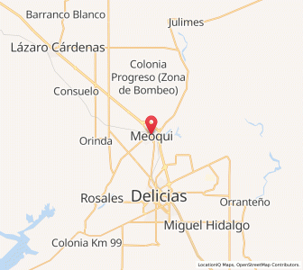 Map of Meoqui, Chihuahua